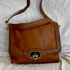 Vintage Cole Haan Cognac Leather Satchel Chain Large Crossbody Messenger Bag